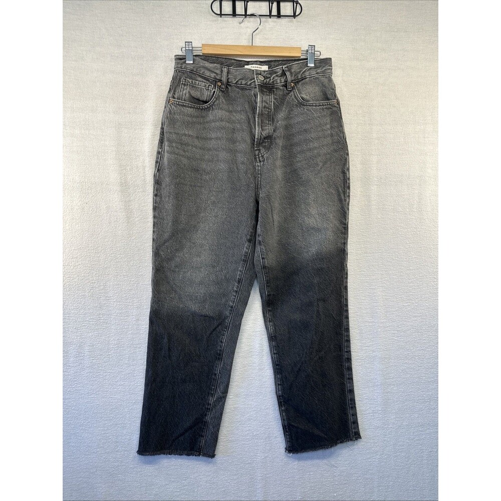 Pacsun Jeans Womens 29 Black Button Fly High Rise Straight Leg Frayed Hem Fade